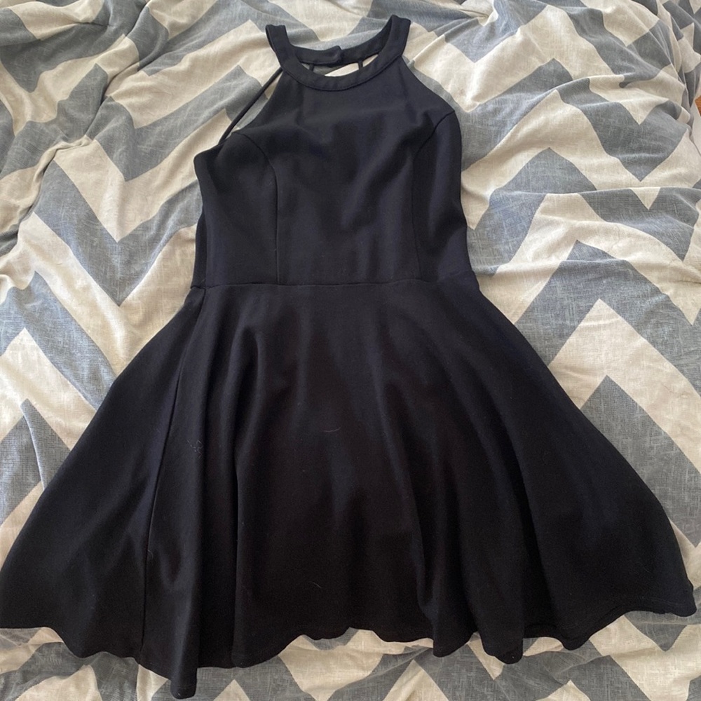 Windsor open back black skater dress